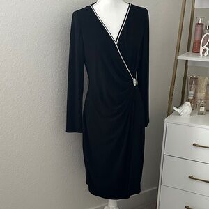 American Living Black Long Sleeve Dress with Embellished Crystal Details